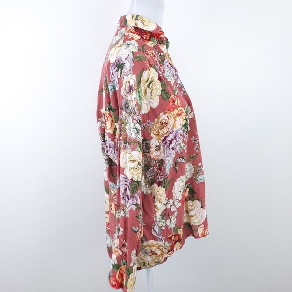 Zara Button Down Floral Shirt Medium Cute Career Casual Top Cottage Core Flowers - Picture 5 of 6